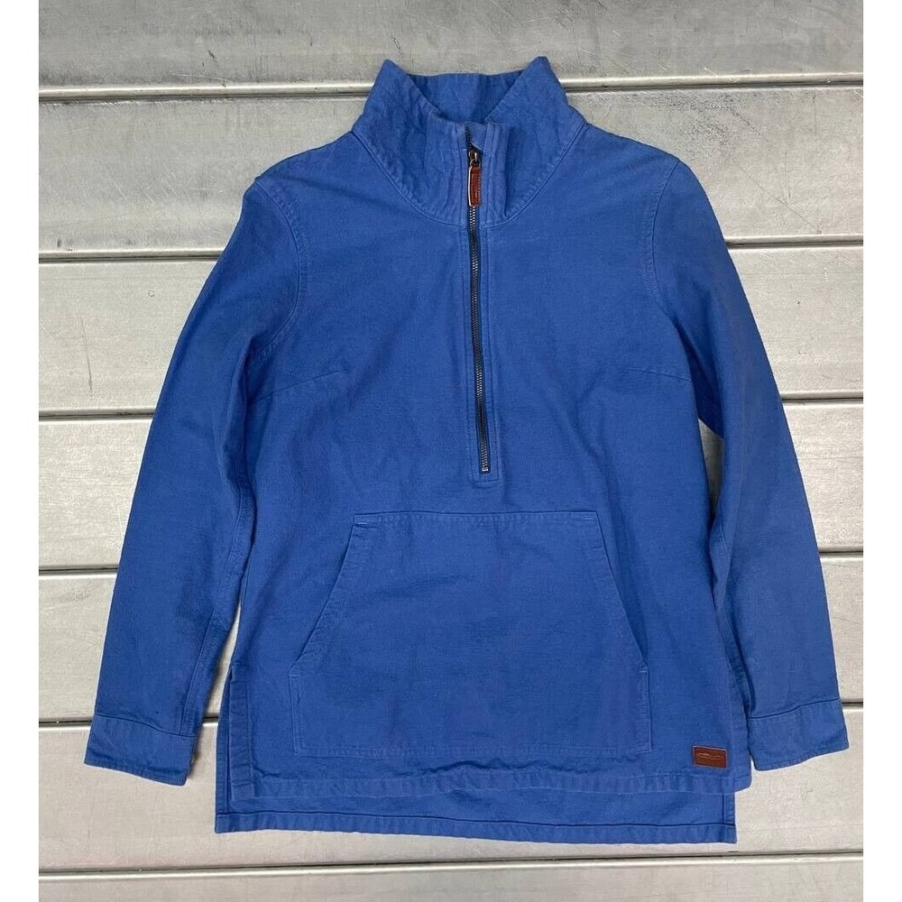 LL Bean Heritage Chamois Light Sweatshirt Womens Small‎ Blue Half Zip Pullover